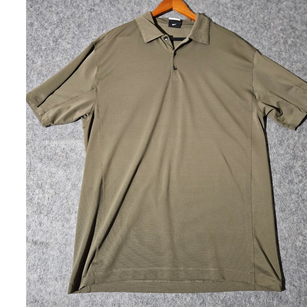 Nike Golf Polo Mens XL Olive Green Fit Dry Short Sleeve Textured
